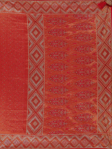 Red Paisley Woven Banarasi Silk Saree - Diadem