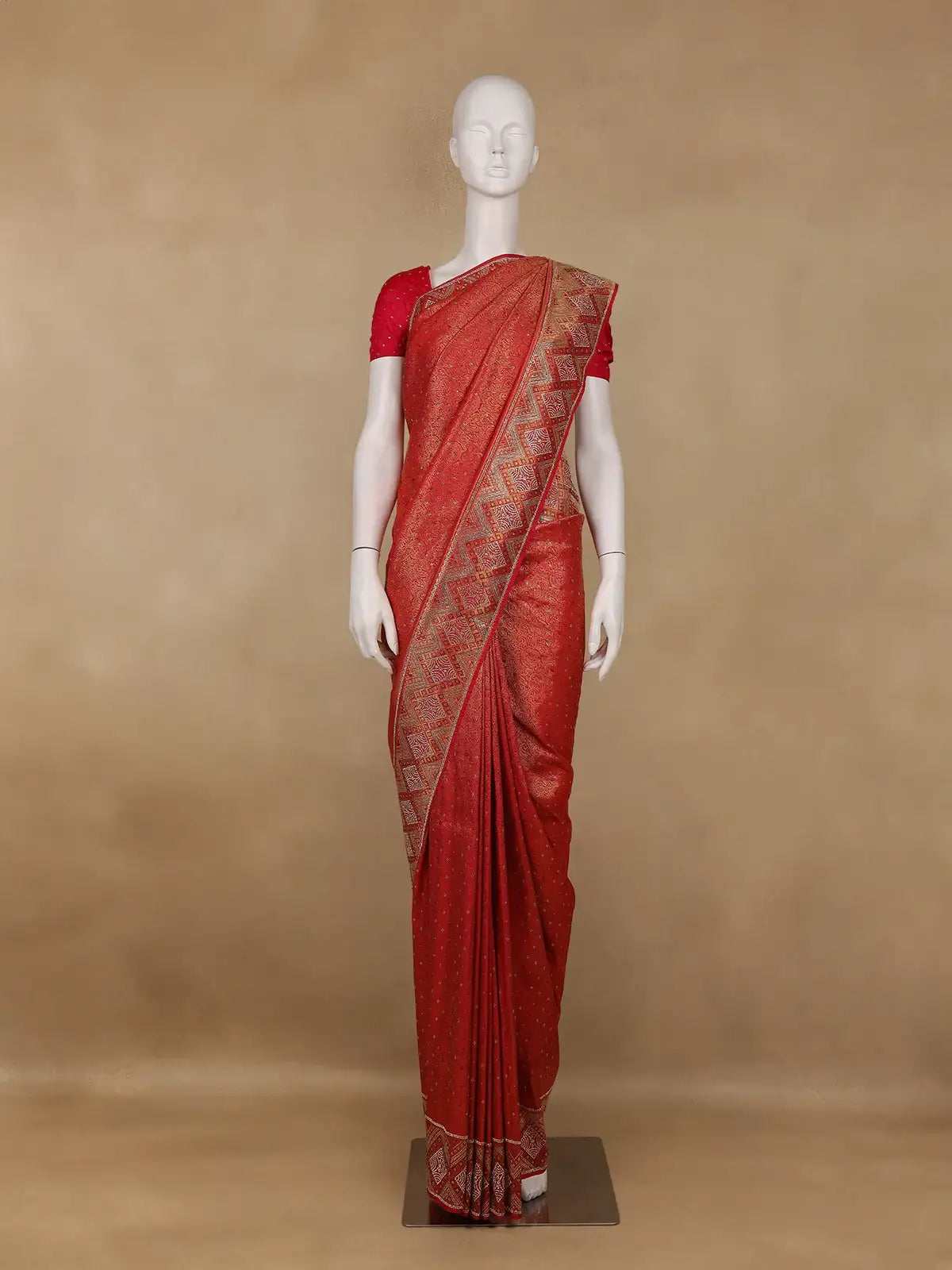 Red Paisley Woven Banarasi Silk Saree - Diadem