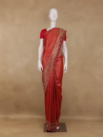 Red Paisley Woven Banarasi Silk Saree - Diadem