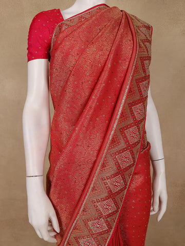Red Paisley Woven Banarasi Silk Saree - Diadem
