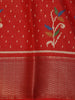 Red Pochampally Ikat Design Cotton Saree with Zari Border