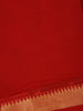 Red Solid Design Cotton Saree With Zari Border - Diadem