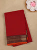 Red Solid Design Cotton Saree with Zari Woven Border - Diadem