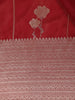Red Stripes And Floral Woven Banarasi Silk Saree With Zari Border - Diadem