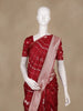 Red Stripes And Floral Woven Banarasi Silk Saree With Zari Border - Diadem