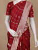 Red Stripes And Floral Woven Banarasi Silk Saree With Zari Border - Diadem