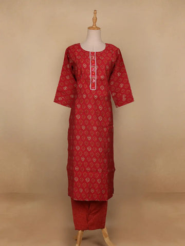 Red Diamond Designed Cotton Salwar Suit - Diadem