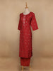 Red Diamond Designed Cotton Salwar Suit - Diadem