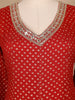 Red Dotted Design Georgette Anarkali Salwar Suit - Diadem