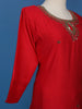 Red Embroidered Jacquard Straight Cut Salwar Suit - Diadem