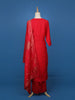 Red Embroidered Jacquard Straight Cut Salwar Suit - Diadem
