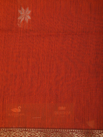 Red Floral Butta Fancy Cotton Saree - Diadem