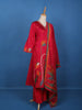 Red Floral Designed Cotton Salwar Suit - Diadem