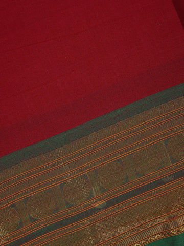 Red Floral Designed Cotton Saree - Diadem