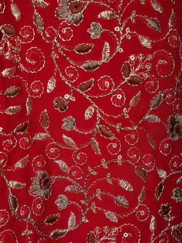 Red Floral Design Georgette Palazzo Suit - Diadem