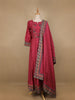 Red Floral Designed Cotton Anarkali Salwar Suit - Diadem