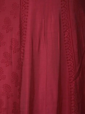Red Floral Designed Cotton Anarkali Salwar Suit - Diadem
