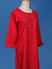 Red Floral Designed Cotton Kurti - Diadem