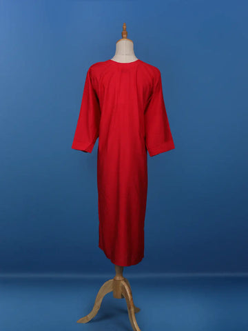 Red Floral Designed Cotton Kurti - Diadem