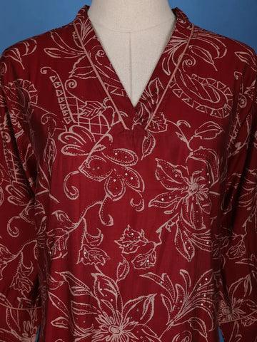 Red Floral Designed Cotton Salwar Suit - Diadem