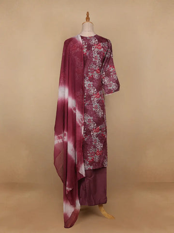 Red Floral Designed Cotton Salwar Suit - Diadem