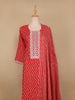 Red Floral Designed Cotton Salwar Suit - Diadem