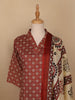 Red Floral Designed Cotton Salwar Suit - Diadem
