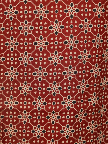Red Floral Designed Cotton Salwar Suit - Diadem