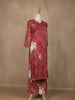 Red Floral Designed Cotton Salwar Suit - Diadem