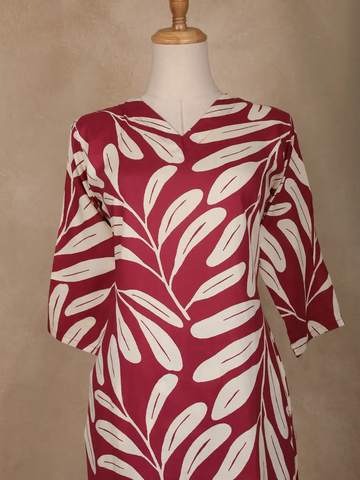 Red Floral Designed Cotton Salwar Suit - Diadem