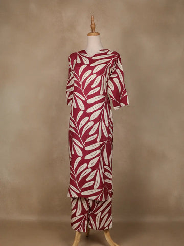 Red Floral Designed Cotton Salwar Suit - Diadem