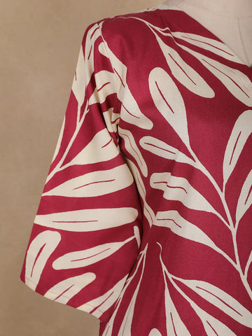 Red Floral Designed Cotton Salwar Suit - Diadem