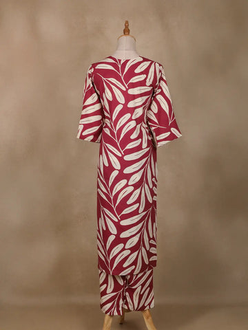 Red Floral Designed Cotton Salwar Suit - Diadem