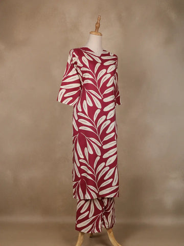 Red Floral Designed Cotton Salwar Suit - Diadem