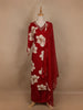 Red Floral Designed Cotton Salwar Suit - Diadem
