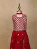 Red Floral Designed Georgette Lehenga - Diadem