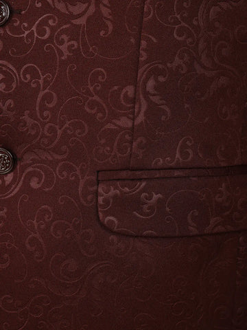 Red Floral Designed Men's Suit for Reception - Diadem