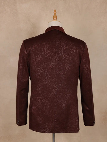 Red Floral Designed Men's Suit for Reception - Diadem