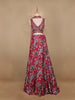 Red Floral Designed Semi Silk Bridesmaid Lehenga - Diadem