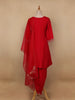 Red Floral Designed Semi Silk Salwar Suit - Diadem