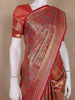 Red Floral Woven Banarasi Silk Saree - Diadem