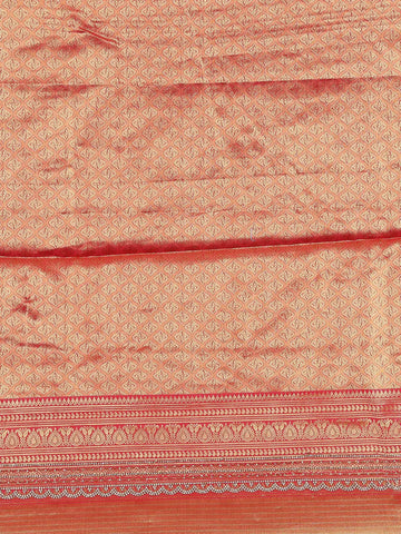 Red Floral Woven Banarasi Silk Saree - Diadem