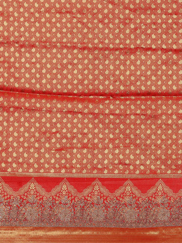 Red Floral Woven Banarasi Silk Saree - Diadem