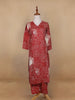 Red Floral Designed Cotton Salwar Suit - Diadem