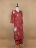 Red Floral Designed Cotton Salwar Suit - Diadem