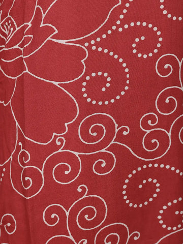 Red Floral Designed Cotton Salwar Suit - Diadem