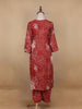 Red Floral Designed Cotton Salwar Suit - Diadem