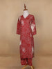 Red Floral Designed Cotton Salwar Suit - Diadem