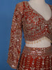 Red Floral Embroidered Net Lehenga for Brides - Diadem