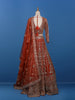Red Floral Embroidered Net Lehenga for Brides - Diadem
